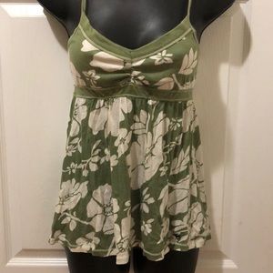 Green floral tank top